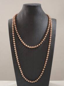 1 Pc Fashionable & Elegant Bohemian Style Double Layer Casual Versatile Ladies Sweater Chain - Coffee - View 4