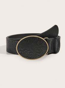 1pc Women's Vintage Alloy PU Grape-Patterned Belt, Suitable For Daily Use Summer, School Fall, Autumn, Halloween - Black - View 1