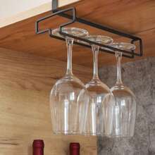 1 Piece Goblet Rack Under Cabinet Wine Glass Holder, Kitchen Hanging Glass Metal Storage Rack, Nail Free Glasses Storage Rack, Black White, Space Saving, Easy To Install, Non-Slip, Affordable, For Home, Bar, Kitchen, Cafe, Offices And Hotels, For Outdoor, Camping