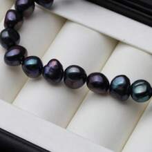 1PC AAA Grade Black Freshwater Pearl Adjustable Bracelet - 5-6mm Beads, Stretch Fit For Women, Ideal Birthday Or Christmas Gift - Black - View 3