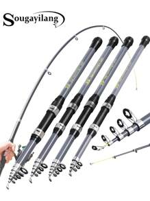 SOUGAYILANG 2.1M-3.0M Ultralight Telescopic Glass Fiber Fishing Rod (Black And Gray): Ideal For Freshwater Fishing Tackle - Multicolor - View 1