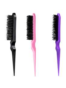 3 Stück/1 Stück ABS Kunststoff Kamm, Edge-Control Bürste, Riss-Kamm, Kunststoff-Kamm, Nylon-Kamm, Drei-Reihen-Friseursalon, Haarkamm für Zuhause, geeignet für alle Jahreszeiten, unverzichtbar für Urlaub, unverzichtbar für den Sommer, mit verschiedenen Farbwahlen - Verschiedenfarbig - Übersicht 3