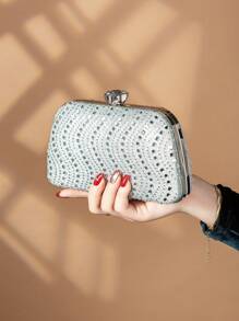 Bolso de noche con forma de caja para mujer, brillante, deslumbrante y encantador, con brillantes, unicolor y elegante, perfecto para fiestas, novias, estudiantes universitarias, con cadena de metal desmontable, ideal para bailes de graduación, banquetes, fiestas, bodas, fiestas festivas, el mejor regalo para tu pareja.
