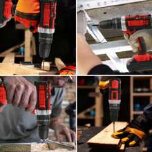 21V Cordless Drill Driver, Electric Screwdriver, 32 N.M Cordless Brushless Impact Drill Driver, Equipped With Work Light, With 2 Lithium Batteries