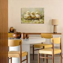 1pc Framed Canvas Poster Easter Baby Chicks Wall Art Canvas Paintings Ideal Gift For Bedroom Living Room Corridor Wall Art Wall Decor Room Decoration Ready To Hang