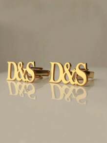 1 Pair Customized Groom Initial Cufflinks, Stainless Steel Simple Design, Personalized Jewelry, Wedding Gift, Engraved, Stainless Steel Material
