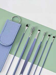 6pcs/Set Stainless Steel Double-Ended Spiral Ear Wax Removal Spoons, Ear Cleaning Tools For Home Use,School,Back To School,Travel,Travel Essentials,Home Essentials,Ear Cleaner