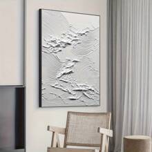 1pc Abstract Ocean Waves Textured Acrylic Painting, Hand-Painted White Wave Art, Frameless, Space & Fantasy Themed, Elegant Wall Decor For Living Room, Entryway, Office, Reception Area