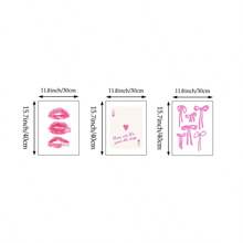 1/3 件粉色蝴蝶结墙壁艺术画复古美好旧时光王牌扑克牌帆布印刷画时髦的吻唇海报少女装饰适用于卧室、客厅或宿舍无框 - 彩色 - 查看 12