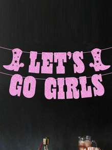 1 Set Let's Go Glitter Banner - Silver, 5 Ft. | Bachelorette Party Decorations, Cowgirl Birthday, Last Rodeo Backdrop, Nashville, Cow Rodeo Theme