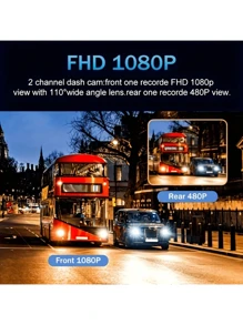 4.5" 1080P Full HD Dual Dash Cam, Front & Rear Recording, Backup Camera, Wide Angle Starlight Night Vision, Ultra-Thin Design, Fits Over 50 Vehicle Models