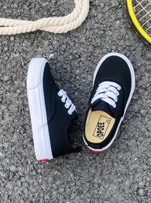 White Cloth Shoes Baby White Shoes Middle Sneakers Children's Canvas Shoes Spring And Autumn Korean Version Simple Boy And Girl Shoes Fashion Low-Top Casual Lace-Up Track Shoes Classic Low-Top Canvas Shoes All Casual Sports Skateboard Children's Shoes