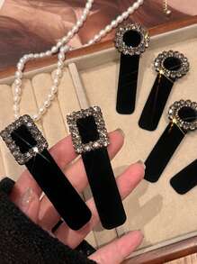 2 Peças Presilhas de Cabelo com Enfeites de Strass Pretos, Adequadas para Lateral, Franja, Parte de Trás da Cabeça e Cabelo de Bebê, Presilhas de Garra Elegantes, Grampos de Cabelo, Material Escolar
