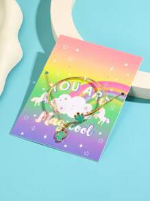 2pcs Fashionable & Sweet Girl's Jewelry Set, Including Necklace And Bracelet, Suitable For Daily Wear, Festive Party, Elegant Girl's Accessories