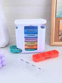 1pc 28 Compartments, 7 Days A Week Portable Pill Box, Color Design Stackable Pill Box, Home Medicine Storage Box, Travel Essentials Pill Box - Multicolor - View 5