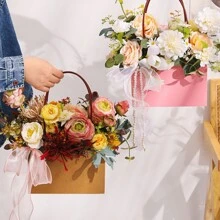10 Pcs Kraft Paper Tote Bags, Waterproof And Stain Resistant Gift Packaging Tote Bags, Suitable For Gift Boxes, Flower Packaging Bags, Flower Arrangements, Rose Bouquets, Flower Baskets, Etc,Mother's Day Holiday Gift Packaging, Bouquet Gift Packaging Bags, Etc