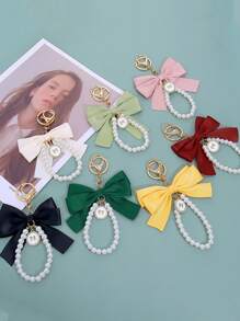 1pc Bowknot Bag Charm, A Bag Accessory, And An Faux Pearl Keychain. It's A Perfect Mother's Day Gift. This Cute Faux Pearl Beaded Bracelet-Style Keychain Exudes A Vintage Charm. It Is Suitable For Decorating Ladies' And Girls' Handbags, Backpacks, And Even Cars. The Pearl Pendant Adorned With A Ribbon Is Also An Excellent Choice For Valentine's Day And Birthday Gifts. - Multicolor - View 12