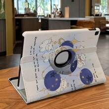1 Piece, 360° Rotating Stand IPad Tablet Protective Case, Compatible With Pro 2024 /5th /6th/Pro 1st 2nd/7th /Air 6 2024 Air 4th 5th Gen/9th /10th Gen/4th 8th Generation LOGO Hole Shockproof Hard Shell, Imitation Leather, Blueberry Lamb Pattern, With Support Groove, Horizontal And Vertical Support, Automatic Sleep/Wake Cover, Office, Gift