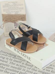 1 Pair New Girls Casual Sandals And Boys Beach Shoes, Fashion Soft Bottom Summer Shoes For Toddler/Little Kids - Black - View 5