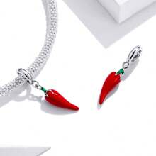 1 pièce Pendentif de poivrons en argent sterling 925 Petit charme rouge de légume fruit original pour femme Cadeau de fête Fabrication de bijoux fins DIY