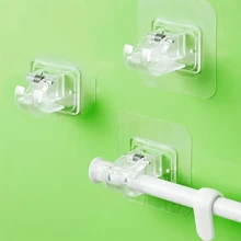 2pcs/4pcs/8pcs Adjustable Self-Adhesive Curtain Rod Holders - No Drilling, Nail-Free, Easy Installation - Perfect For Bathroom, Kitchen, Hotel, And Home Decor