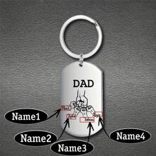 1pc Celebrate Father's Day Mother's Day With A Customized Stainless Steel Keychain (Title Can Be Changed) Engraved With Your Family's Name Or Any Text, Polished Military Pendant Key Necklace, Affordable Gift.