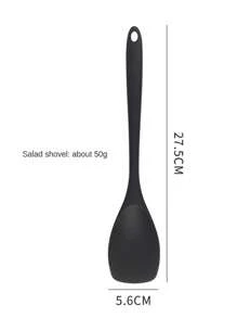 8 pièces Set de cuisine en silicone pour la maison, comprenant une spatule chinoise, une louche, une passoire, une poêle, une cuillère à soupe, un service à pâtes, des pinces à salade, un dilueur de miel, disponibles en rouge et noir