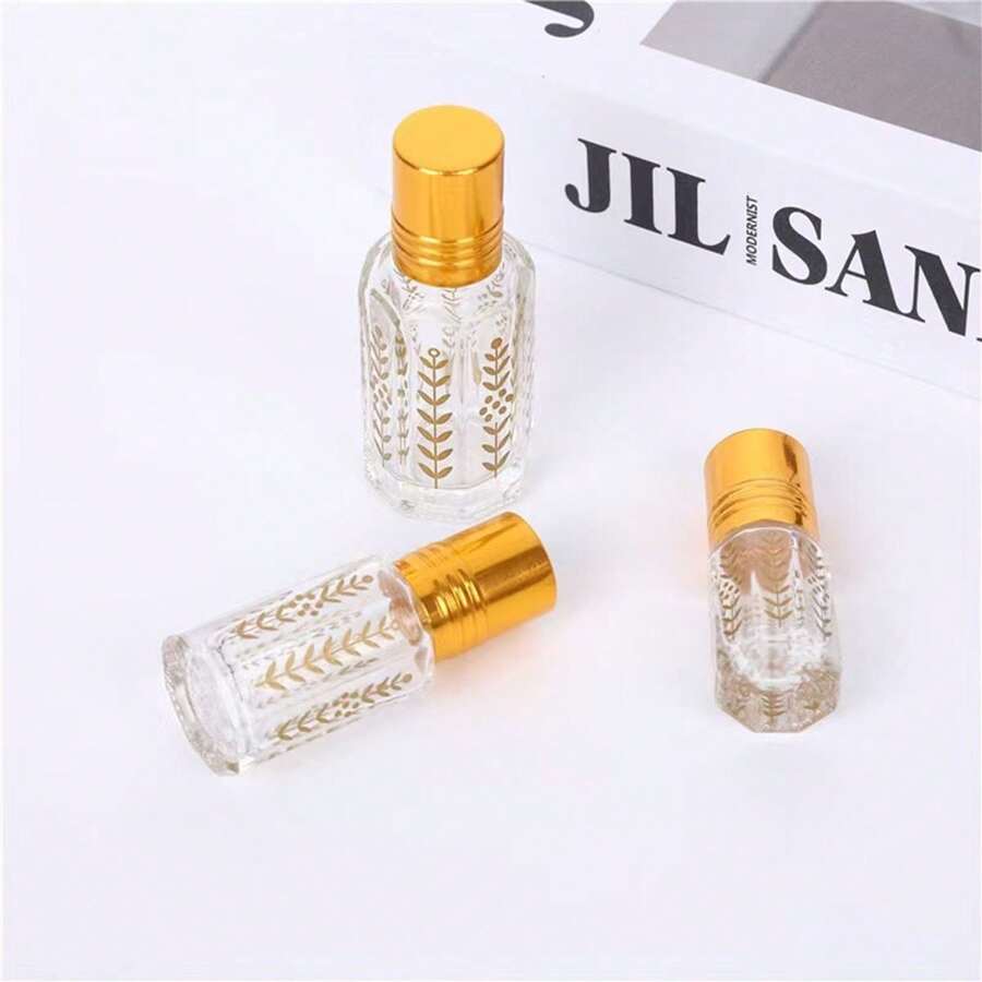 1 件 3ML/6ML/12ML 可再填充玻璃滚珠香水瓶，便携式唇油补充瓶 - 金色 - 查看 1