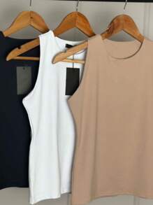 Women's Tank Top Double Suplex Basic Elegant Fashion Blogger - Blanco - Ver 4