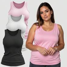 Kit 03 Women's Plus Size Comfortable Cotton Tank Top