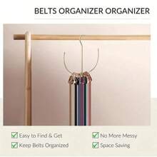 1pc Multi-Functional Hanger Rack For Belts, Shoes, Ties, Scarves, Hat, Clothes - Gold - View 3