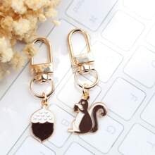 可爱动物钥匙扣套装 - 卡通蜜蜂、海豚、猫头鹰、云朵动物吊坠饰物，适用于包和背包，非常适合日常和派对礼物、汽车钥匙、装饰、返校季节 [钥匙扣] DIY 珠宝制作用品 - 彩色 - 查看 9