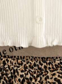 Set da 2 pezzi per bambina in estate: body con volant e bloomer con stampa leopardata