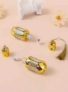 Refillable Essential Oil Roller Bottles Travel Perfume Bottles - Golden Glass Octagon Design With Stainless Steel Ball, Alcohol-Free, Hand Wash Only, Rope Option Included(1/5/10pcs) - Multicolor - View 7