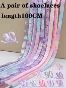 1 Pair Of Ombre Colorful Shoelaces Suitable For Casual Shoes, Sports Shoes, Flat Shoes, Canvas Shoes, Basketball Shoes, Outdoor Shoes - Multicolor - View 1