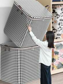 1pc Collapsible Garment And Blanket Storage Bag, Large Capacity Non-Woven Moisture Resistant Packing Bag For Mobile Organization Decorative Decorative Room Decorative Home Decorative Bedroom Decorative - Black and White - View 2