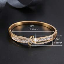 1pc Luxury Fashion Personalized Zirconia Stone Inlaid Bracelet, Elegant For Daily Wear And Dates