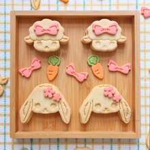 Sheep Rabbit Pattern Cookie Cutter Carrot Bow Shape Biscuit Stamp Easter Day Cake Pastry Bunny Fondant Cake Baking Decoration And Accessories