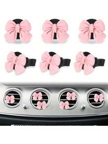 6件可爱蝴蝶结形汽车出风口装饰夹