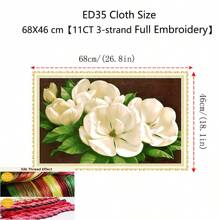 qingfei Blue Fly Precision Cross Stitch Gardenia Bloom, Modern Minimalist Fully Stitched Embroidery Painting Of Peony, Living Room & Bedroom