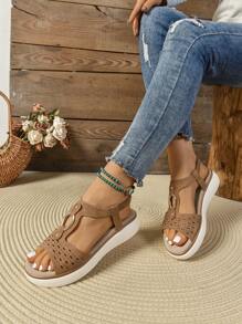Women Wedge Heel Sandals, Soft Bottom Versatile Fashionable Slip-On, Summer