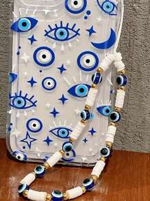 1 件珍珠串珠手机挂绳、串珠手机绳、陶瓷邪眼字母串珠手机带、手机壳配件、送给朋友的最佳礼物、送给母亲、家人、朋友、生日、节日的手机挂饰、手机链 - 彩色 - 查看 10