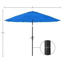 Sombrilla de patio de 10 pies - Dosel con ventilación y inclinación ajustable - Sombrilla resistente a los rayos UV para terraza, patio o jardín - azul brillante - Ver 2