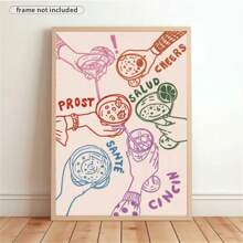 1 件印刷复古红色手绘用餐与葡萄酒和螃蟹欢呼现代美食艺术粉色厨房装饰客厅卧室家居装饰现代简约抽象食物厨房海报酒吧墙壁艺术装饰无框架 - 彩色 - 查看 41