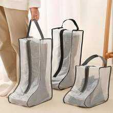 3 Packs Waterproof Boot Storage Bags - Nylon Dustproof Travel Shoe Organizer With Handles - For Men & Women - Reusable Tall Boot Bags, Athletic Shoe Storage Pouches, High-Top Shoe Dust Bags, Lightweight Hanging Shoe Organizers For Entryway Furniture, Home & Kitchen Use,Suitable For Home & Travel Use - Perfect Gift For Travelers - Grey - View 8