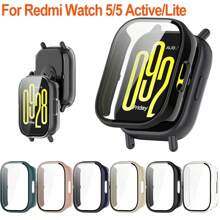 钢化玻璃 + PC 外壳适用于小米 Redmi Watch 5 Active/Lite 保护套软 TPU 屏幕保护膜手表壳适用于 Redmi Watch 5 外壳