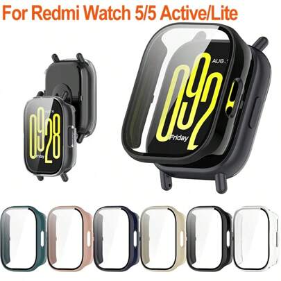 钢化玻璃 + PC 外壳适用于小米 Redmi Watch 5 Active/Lite 保护套软 TPU 屏幕保护膜手表壳适用于 Redmi Watch 5 外壳