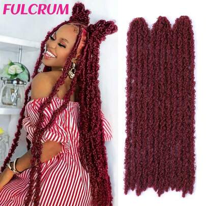 FULCRUM 12-36 Inch Butterfly Locs Crochet Hair Soft Synthetic Meche Dreadlocks Faux Locks Crochet Braiding Hair Extensions For Women
