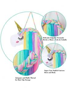 Unicorn Bow Holder For Girls - Unicorn Themed Bow Hair Clip And Headband Organizer, Wall Decor For Nursery And Bedroom - 彩色 - 查看 4