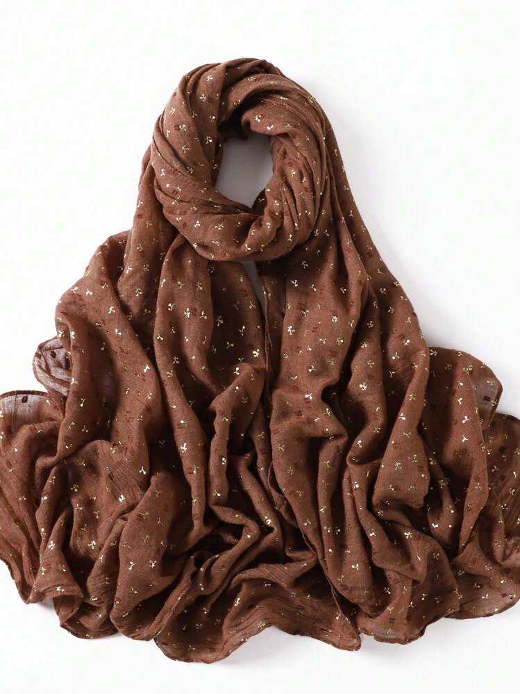 1 Piece Fashion Style Women Scarf Wrap Leaf Bronzing Shawls Headband Fantastic Crinkle Viscose Hijab For Dress - A - View 20